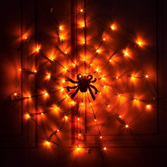 11.8Ft Diameter Halloween Decorative Light Spider Web Led Waterproof Light For Party Yard Bar Haunted House Indoor And Outdoor