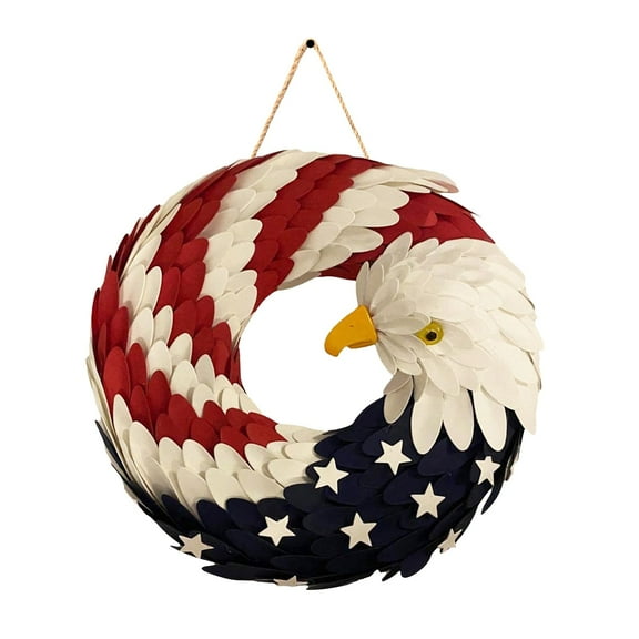11.8IN 250th Anniversary Eagle Wreath, 3D American Eagle Wreaths for Front Door, Brave Wings Wreath, Red White and Blue Flag Wreaths Wall Home Decor