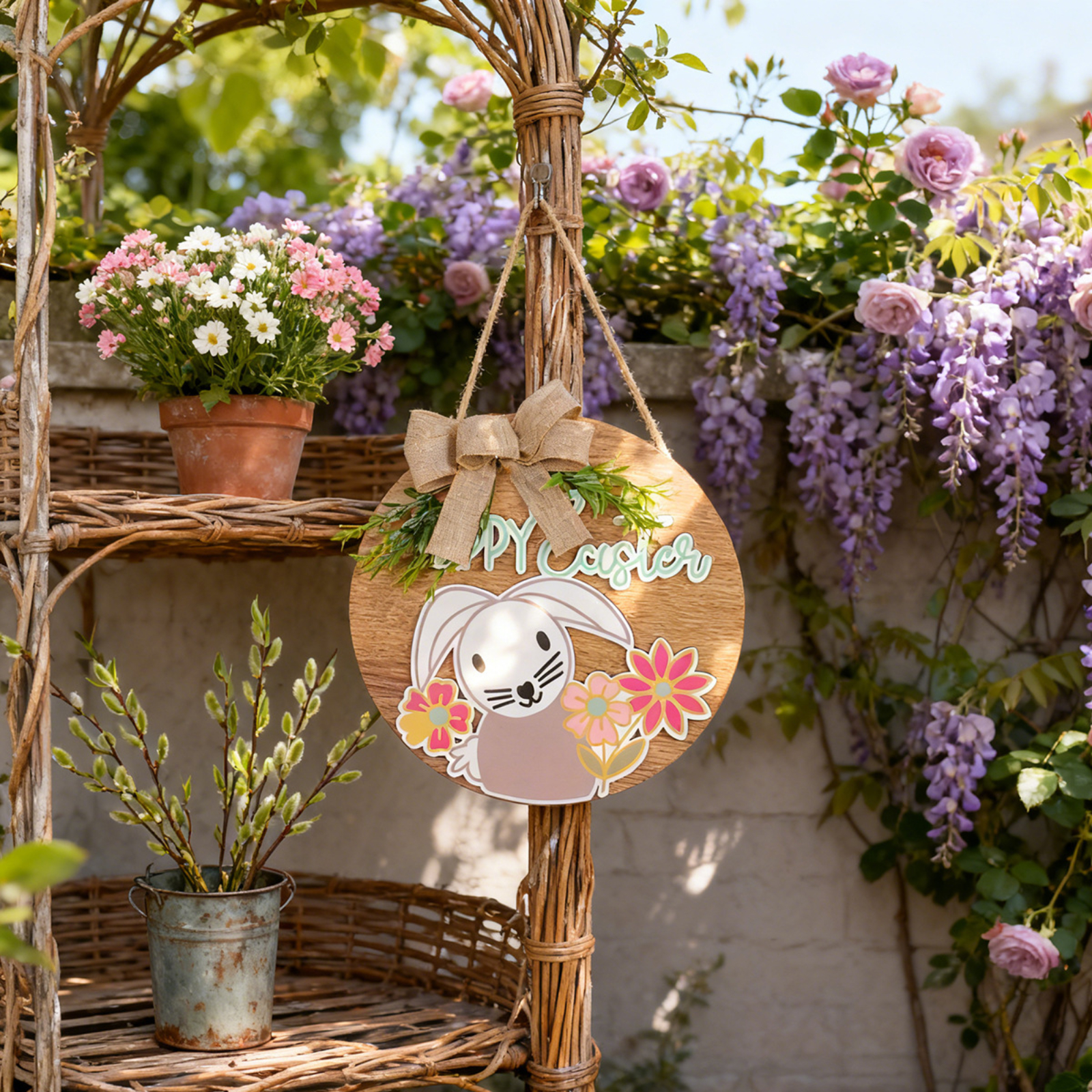 11.8In Easter Wreaths for Front Door,Easter Door Wooden Hanging Sign ...
