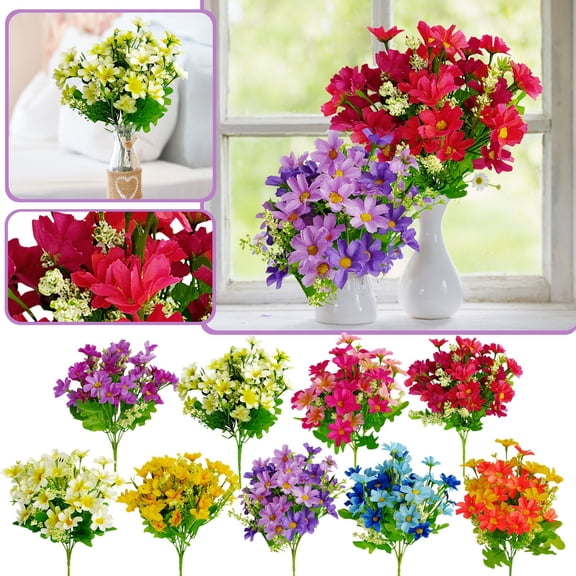 11.8In Jumping Orchid Chrysanthemum Simulation Flower, Artificial Bloom, Home Decor, Faux Floral Stem for Living Room Vase Table Centerpiece Seasonal Display, Sunset Red