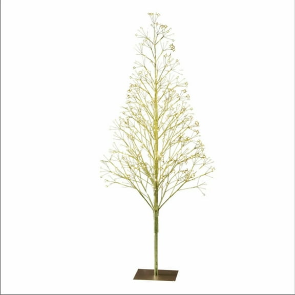 11.8Inch Pre-Lit Starburst Gold Artificial Christmas Tree with Warm White Twinkling LED Lights