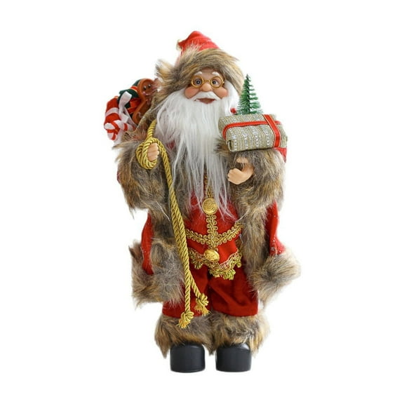 11.8Inch Santa Claus Decorations, Standing Christmas Santa Claus Figurine Figure Decor Christmas Sock and Gifts Bag Christmas Decoration Indoor, Christmas Birthday Gifts