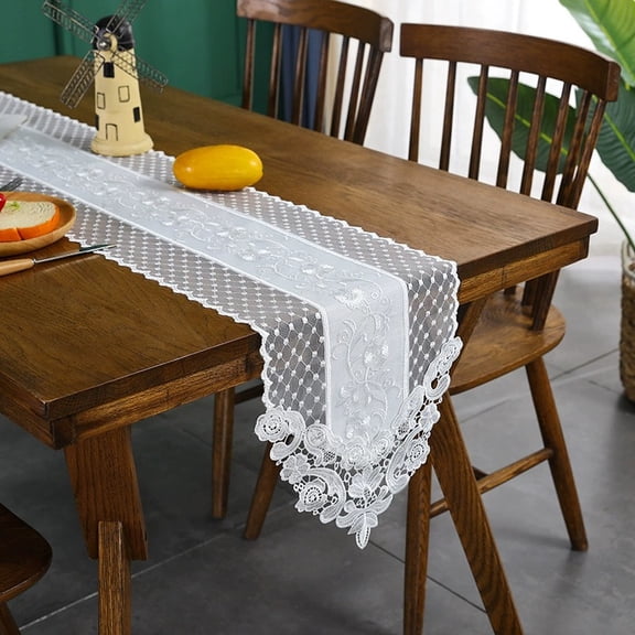 11.8X70.9inch Elegant Lace Table Runner for Wedding, Nordic Luxury Ins Style Table Flag, Dining Table and Coffee Table Decor Runner
