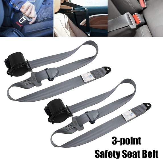 11.8ft Retractable Safety Seat Belt, 2 Set 3 Point Safety Seat Belt Straps Car Auto Vehicle Adjustable Belt Kit