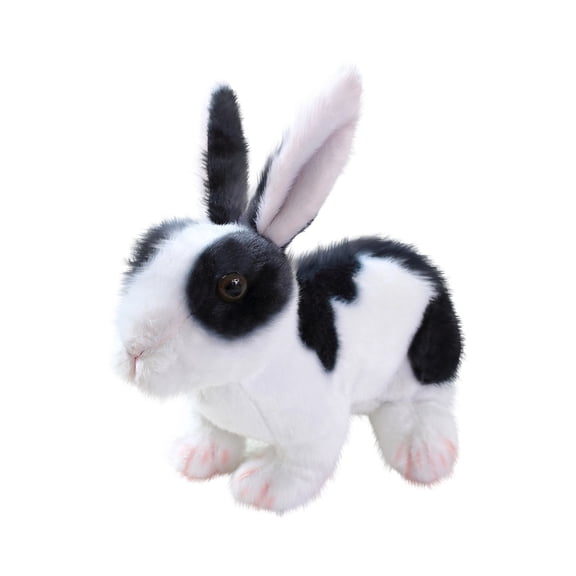 11.8in Soft Rabbit Plush Toy , Cuddly Stuffed Bunny Animal Figure, Decorative Plushie for Home Accents, Adorable Long Ear Rabbit Playful Pillow, Black