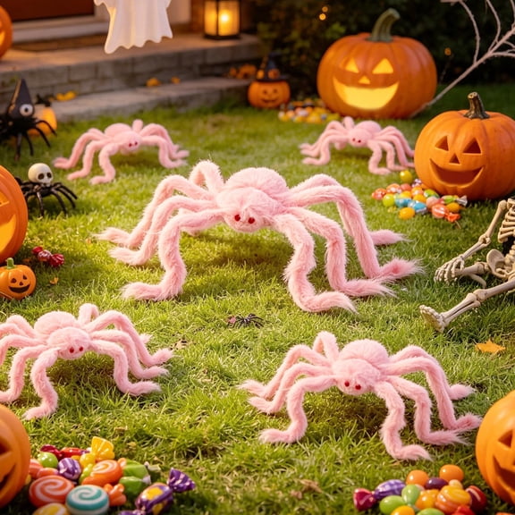 11.8in Halloween Furry Spider Decoration Realistic Faux Fur Model With Adjustable Limbs For Indoor Outdoor Party Ornaments