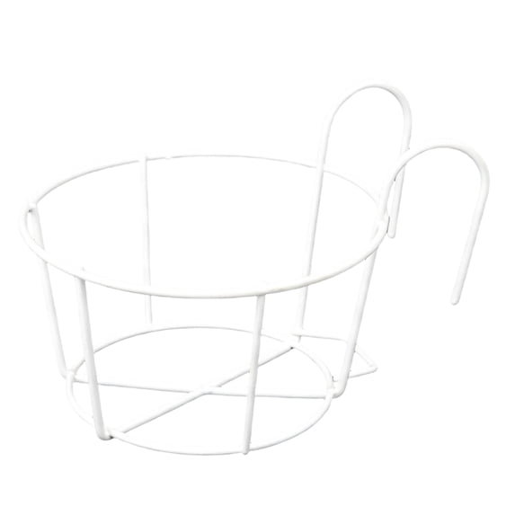 11.8in Hanging Railing Planters, Round Flower Pot Holders,Metal Pot Plant Baskets for Balcony,Garden,Indoor & Outdoor