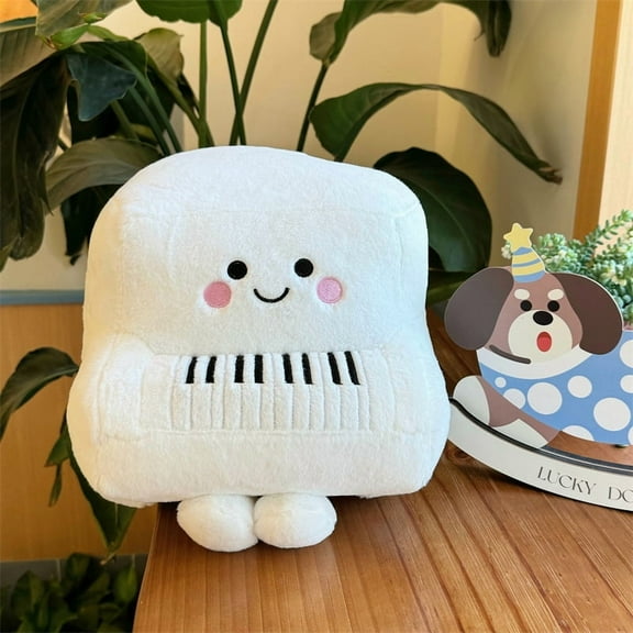 11.8in Plush Piano Stuffed Toy  Soft Musical Instrument Doll, for Music Lovers, Soft Throw Pillows Stuffed Premium Polyester Fiber Sofa Cushion Christmas Party DecorWhite