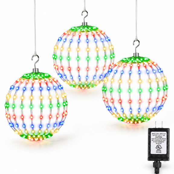 11.8in X 3mas Ball Lights Foldable Sphere Multicolor