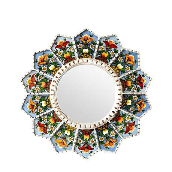 11.8inch 2D retro wall decoration mirror ornament,Rural Wood Wall Decoration Home Décor Decorative Hanging Wall Art For Living Room Bedroom Entryway