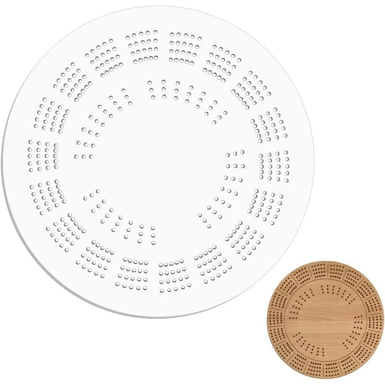 Oval Cribbage Board Template – Black Acrylic, 16" X 9", 4-Lane, USA-Made, With Countersunk Holes For Self-Centering Drill Bits