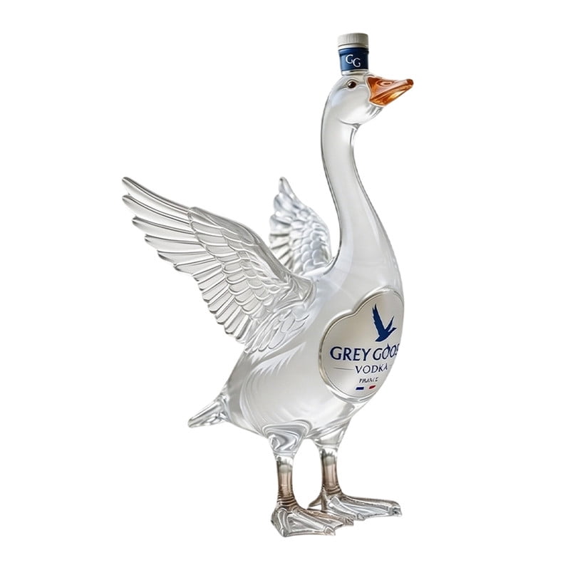 11.8oz Grey Goose Goose-Shaped Glass Decanter, Elegant Liquor Bottle with Cap for , & , Unique Home Bar Gift