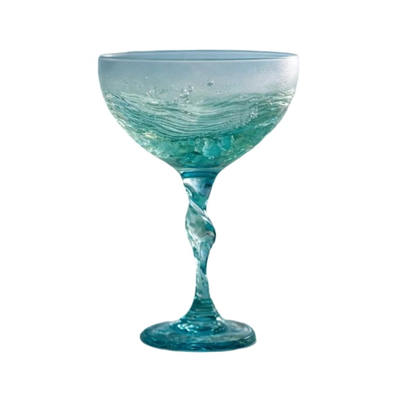 11.8oz Ocean Wave Wine Glass, Unique Sea Glass Design with Textured Waves, Long Stem Coastal Red & White Wine Glass, Gift for Beach Lovers & Summer Parties(A, 350ml)