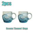 thumbnail image 1 of 11.8oz Sea Glass Wave Mug Multi-wave Mug Ocean Wave Mug Mug Handcrafted Sea-Inspired Mug for Tea & Coffee Ocean Lovers Christmas Valentine Gift JASKFLY (2pcs）, 1 of 10