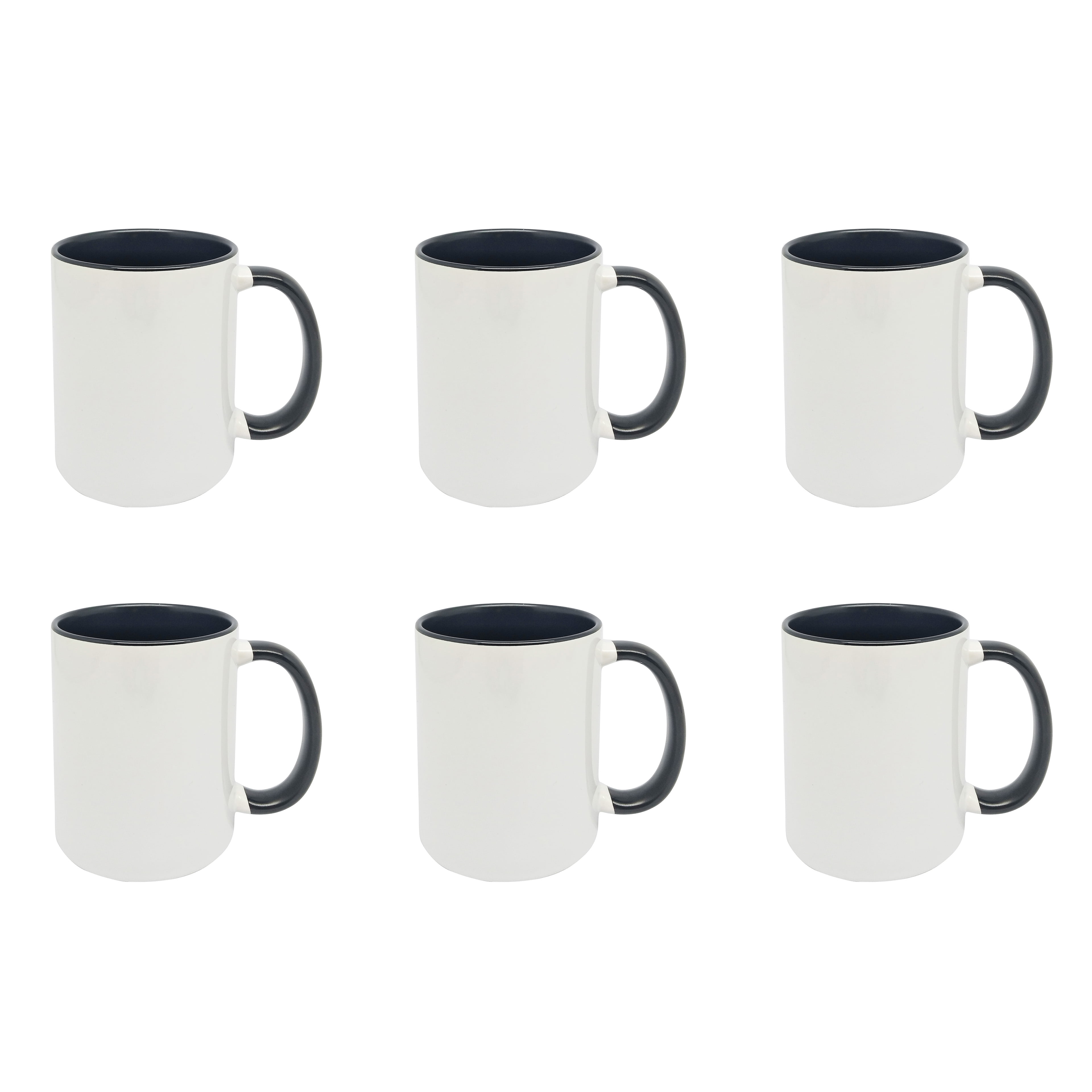 11.8oz Two-Tone Sublimation Mugs by Make Market – White Exterior & Black Interior Ceramic Blanks for Heat Transfer - Personalized Gifts & Custom Drinkware - 6 Pack