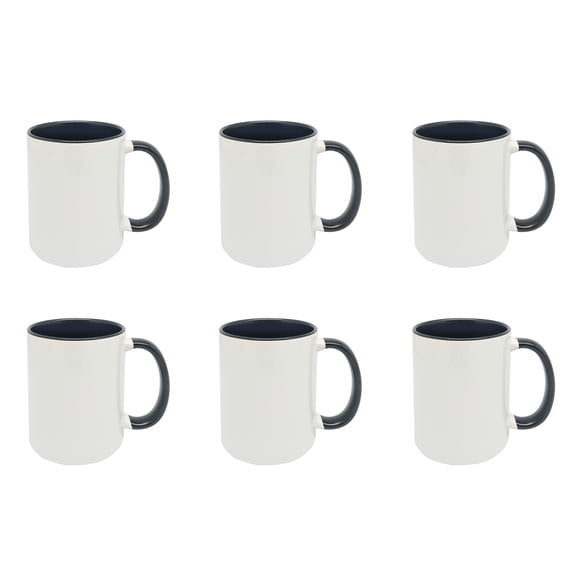 11.8oz Two-Tone Sublimation Mugs by Make Market – White Exterior & Black Interior Ceramic Blanks for Heat Transfer - Personalized Gifts & Custom Drinkware - 6 Pack