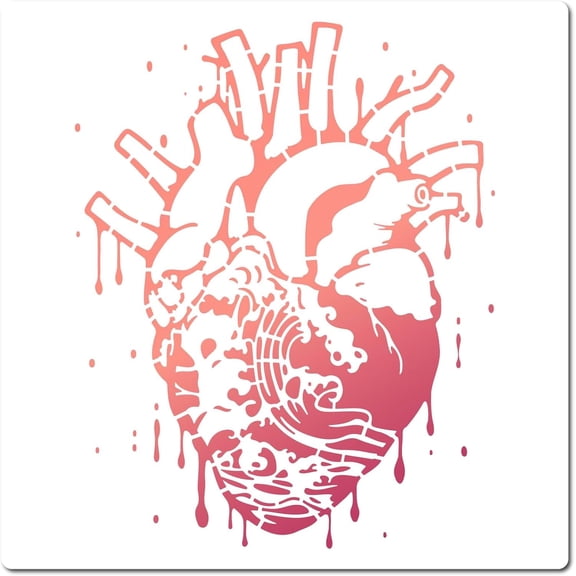 11.8x11.8 Anatomical Heart Stencil Human Body Organ Template Reusable Plastic Happy Stencils
