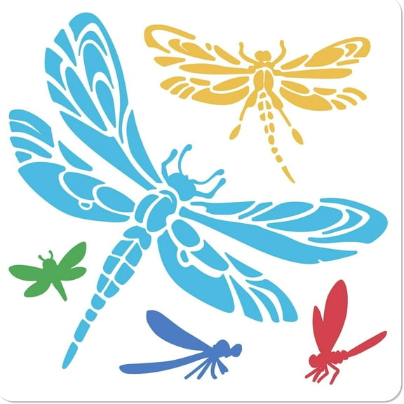 11.8x11.8 Inch Dragonfly Stencil Large Reusable Plastic Insect Pattern Hollow Out Drawing Stencils Template for DIY handcrafting