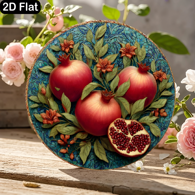 11.8x11.8 Inch Round Wooden Sign Featuring Vibrant Blue Mosaic ...