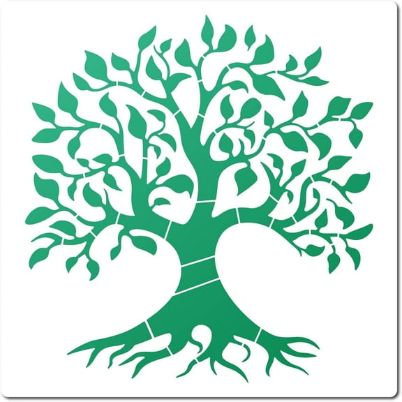11.8x11.8 Inch Tree of Life Stencils Reusable Large Plant Sign Home Decoration Template Plastic Tree Painting Stencils Square for Painting on Wood Wall Scrapbook Card Floor Drawing White DIY