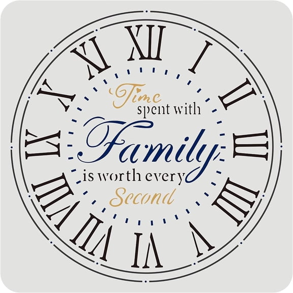 11.8x11.8 in Family Clock Stencil - Create DIY Crafts with Time Spent Words Plastic Reusable Decor Stencil for PaintingDIY
