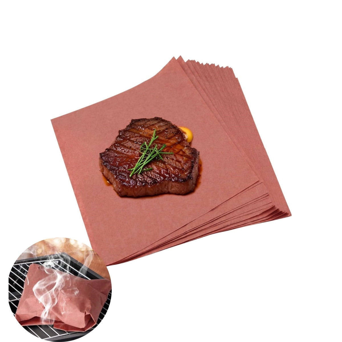 11.8x11.8in Disposable Wrapping Brisket Butcher Paper,Set of 50 Food Grade Butcher Sheets,Portable Grilling Paper for BBQ,Grilling,Meat