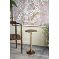 thumbnail image 1 of 11.8x11.8x24" Slender Brass Side Table with Textured Gold Top and Wooden Pedestal Base, 1 of 5