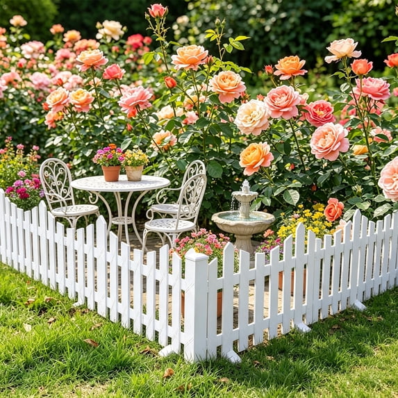 11.8x14.1in European Style Outdoor Garden Fence Garden EdgingModular Garden Fences Splicable Weatherproof Lawn Flower Bed Border Edging for Yard Outdoor Plant Landscaping Decoration