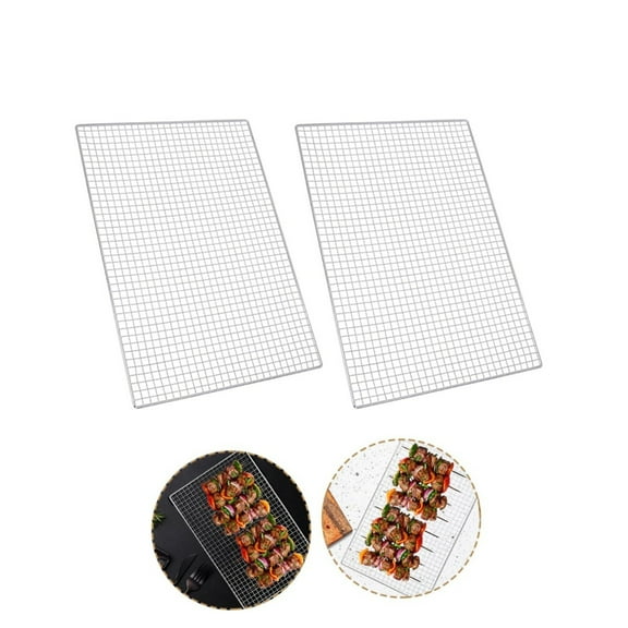 11.8x15.8In BBQ Grill Net,Portable Wire Rack Cooking Replacement Net for Outdoor,2Pcs Multi Functional BBQ Grill Mat for Ourdoor,Picnic