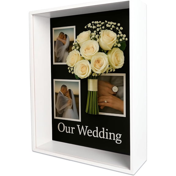 11.8x15.8x4 Shadow Box Frame Display Case with Glass Cover and Lining Extra Deep Large Picture Frame Memory Box for Wedding Bouquet Flowers Pet Memorial Collectibles and Memorabilia Display