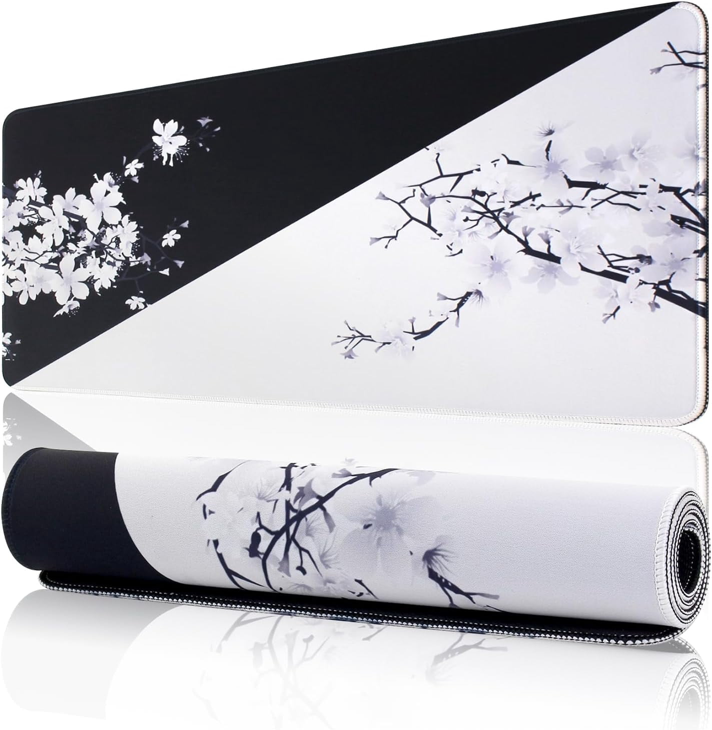 Table Mouse Mat 11.8x31.5 Inches Large Japanese Cherry Tree Gaming Mouse Pad Mat with ...