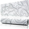 thumbnail image 1 of 11.8x31.5 Inches Topographic Contour Large Gaming Mouse Pad Mat with Stitched Edge Non-Slip Rubber Base Washable Resilient for Office Computers Laptop Table Mouse Pads Mats Accessory (White-3), 1 of 6