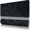 thumbnail image 1 of 11.8x31.5 Inches Topographic Contour Large Gaming Mouse Pad Mat with Stitched Edge Non-Slip Rubber Base Washable Resilient for Office Computers Laptop Table Mouse Pads Mats Accessory (Black-1), 1 of 6