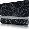 thumbnail image 1 of 11.8x31.5 Inches Topographic Contour Large Gaming Mouse Pad Mat with Stitched Edge Non-Slip Rubber Base Washable Resilient for Office Computers Laptop Table Mouse Pads Mats Accessory (Black-3), 1 of 6