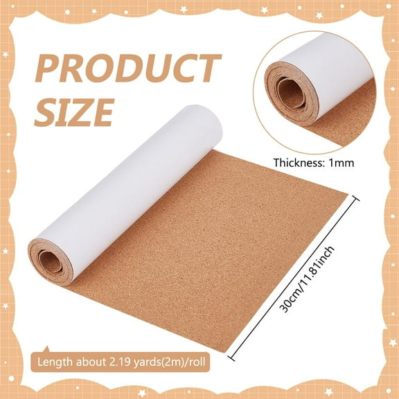 11.8x78.7 inch Self-Adhesive Cork Roll 1mm Thick Cork Mat with Strong Adhesive-Backed for Wall Decoration Party and DIY Crafts