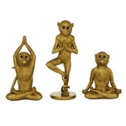 11, 9, 7H Gold Polystone Monkey Sculpture, by DecMode 3 Count