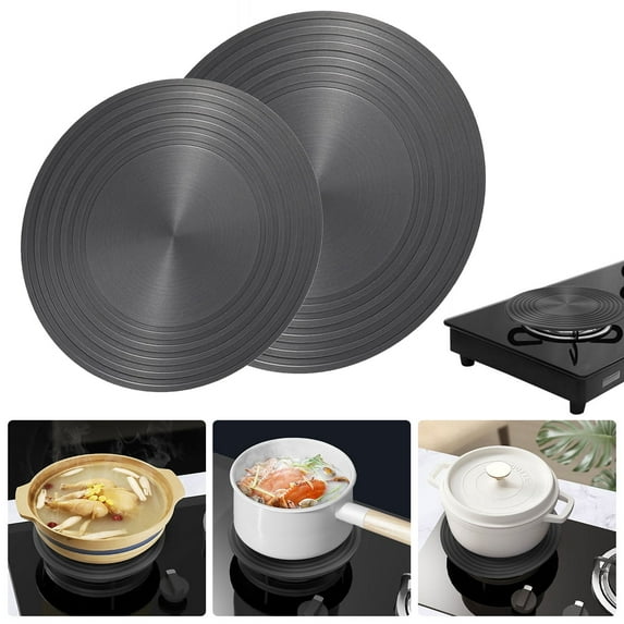 11/9.8 Inch Aluminum Alloy Heat Diffuser Plate for Gas Stove Glass Cooktop - Food Defrosting Tray Kitchen Flame Guard Simmer Plate Double-Sided Non-Slip Induction Diffuser Plate