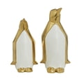 thumbnail image 1 of 11", 9"H Gold Porcelain Penguin Sculpture, by DecMode (2 Count), 1 of 10
