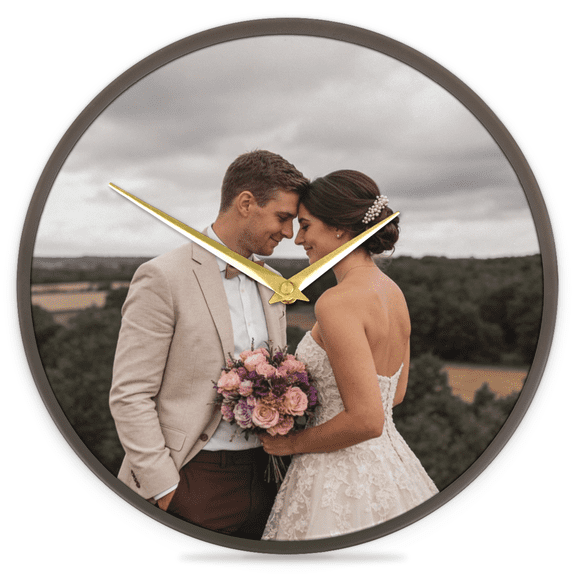 11.9 Inch Clocks for Walls Personalized Clock with Picture, Customizable Wall Clock with Photo Non Ticking Silent Round Decoration for Kitchen Bathroom Living Room