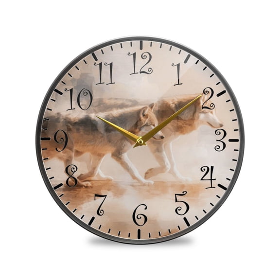 11.9in Acrylic Wall Clock with Glass-like Finish Round Clock for Home Decoration Abstract Wild Animals