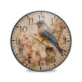 thumbnail image 1 of 11.9in Acrylic Wall Clock with Glass-like Finish Round Clock for Home Decoration Bluebird and Ancient Flowers, 1 of 9