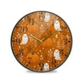 thumbnail image 1 of 11.9in Acrylic Wall Clock with Glass-like Finish Round Clock for Home Decoration Fun Orange Halloween Pattern, 1 of 9