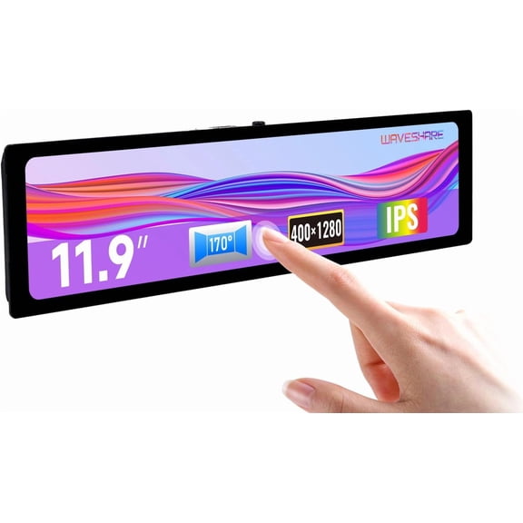 11.9inch Capacitive Touch Display Compatible with 5/4B/3B/Zero/Zero W/Zero 2W/Pico/Pico W/Pico WH, 3201480 Resolution IPS DSI Interface