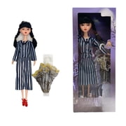 11" A-ddams Plush Toys with Long Sleeves Stripes Dresses, Made to Move Adams Plush 9-joint Long Sleeves Stripes