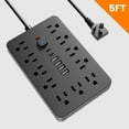 thumbnail image 1 of 11 AC Outlets, 4 USB-A & 2 Type-C Ports Power Strip. 5/10ft Cord, Wall-Mountable Desktop Charging Station for Home, Office, Travel. US Plug, 1 of 11