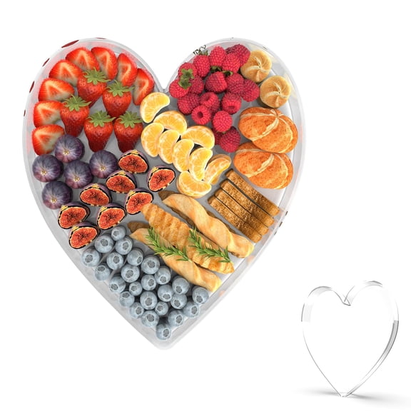 11" Acrylic Heart Shaped Charcuterie Tray, Reusable Serving Cake Candy Dish Display Tray for Birthday Anniversary Party Decoration (Heart) Y101
