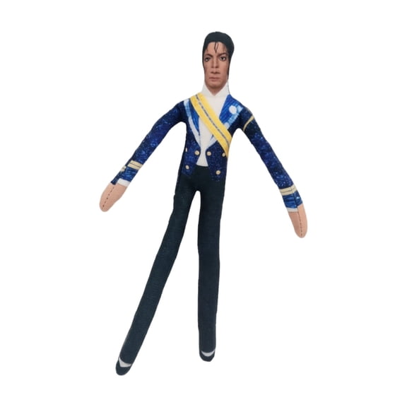 11" Adjustable Michael Plush Doll, Poseable Retro Pop Singer Stuffed Toy Action Figure for Desk Decor Gift