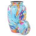 thumbnail image 1 of 11" Aluminum Cremation Funeral Urns for Adult Human & Pet Loss | Handcrafted Burial Funeral Urns for Cremated Ash Remains Storage (Swirl Blue), 1 of 3