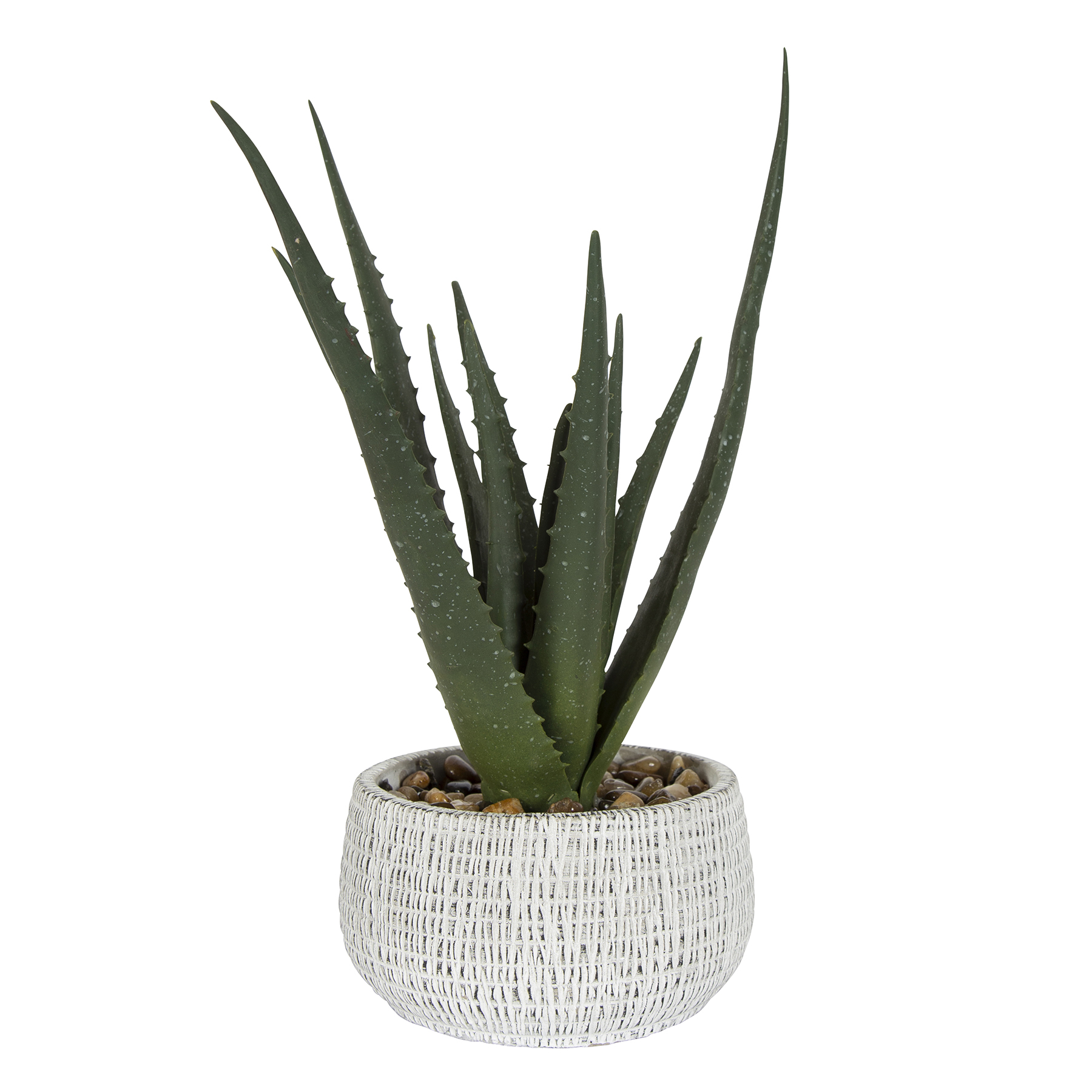 11" Artificial Aloe Plant in White and Black Stone Planter by Better Homes & Gardens - image 1 of 5