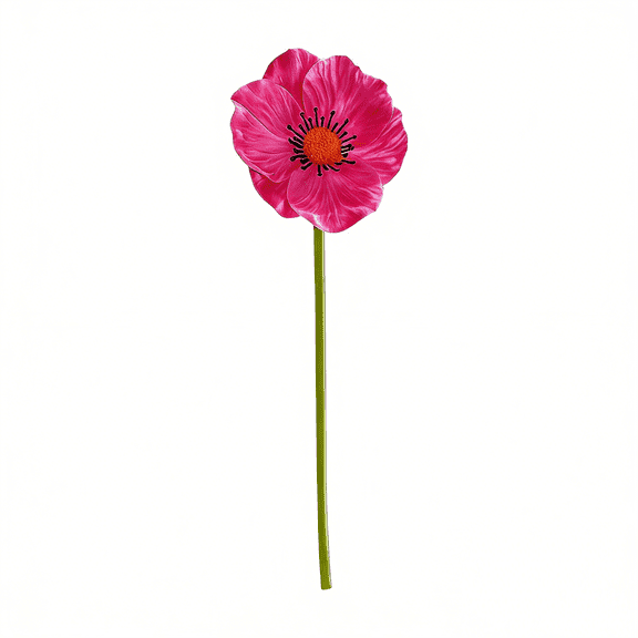 11" Artificial Anemone Flowers Realistic Reusable Bouquet for Home Desk Vase Decor Pu Material Real Look And Feel Office Workspace Living Room Centerpiece No Watering Needed , 1 Artificial Flower